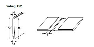 Schéma fasádního obkladu Werzalit SIDING a jeho rozměry